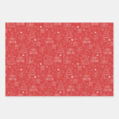 Witte kerstcontouren op rood inpakpapier vel (Voorkant)