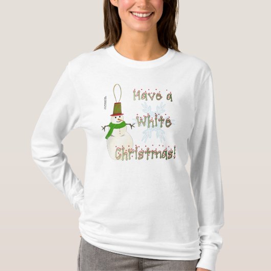 Witte kerstdames Lange hoes Shirt (Voorkant)