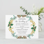 Witte Kerstdennenappel Groene Huwelijksdecoratie Kaart (Staand voorkant)