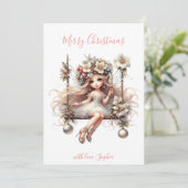 Witte kerstfee feestdagenkaart (Staand voorkant)