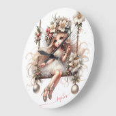 Witte kerstfee grote klok (Hoek)