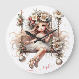 Witte kerstfee grote klok