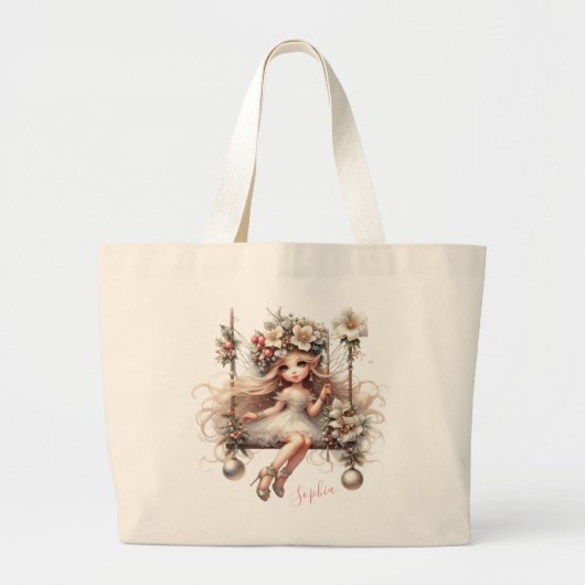 Witte kerstfee grote tote bag (Voorkant)