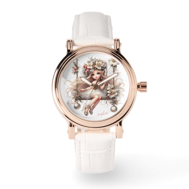 Witte kerstfee horloge (Voorkant)