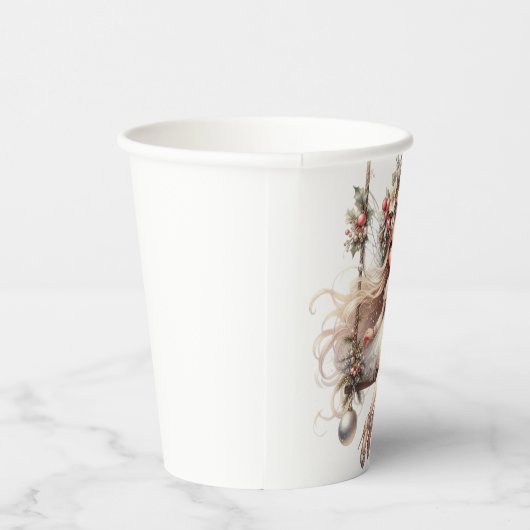 Witte kerstfee papieren bekers (Rechts)