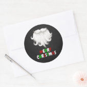 Witte kerstfeest in de baard van de kerstman ronde sticker (Envelop)