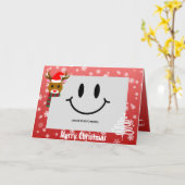Witte Kerstfoto Rudolph Red Nosed Reindeer Kaart (Gele Bloem)