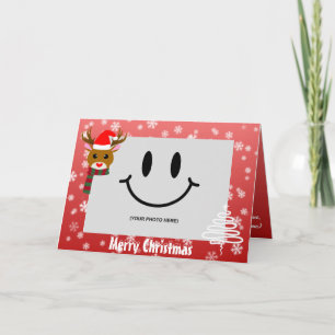 Witte Kerstfoto Rudolph Red Nosed Reindeer Kaart