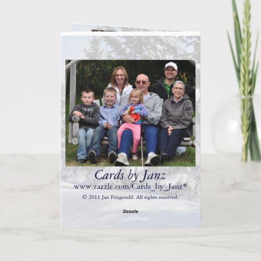 Witte kerstfotokaart van Janz Feestdagen Kaart (Achterkant)