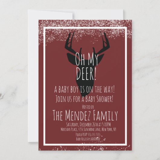 Witte Kerstherten Geruite Baby Shower Kaart (Voorkant)