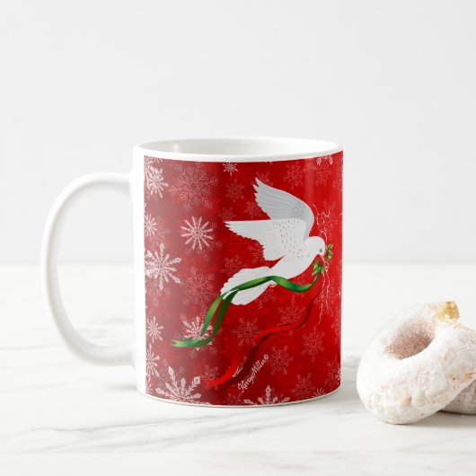 Witte kersthond koffiemok (Met donut)