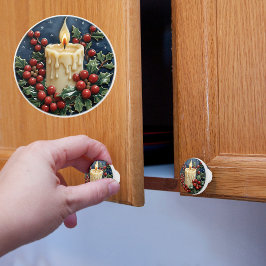 Witte kerstkaars keramische knop