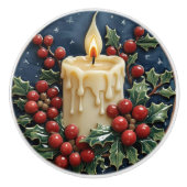 Witte kerstkaars keramische knop (Voorkant)