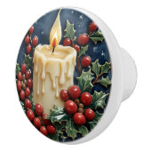 Witte kerstkaars keramische knop (Rechts)