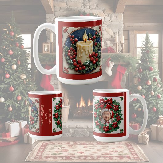 Witte kerstkaars  koffiemok