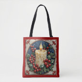 Witte kerstkaars tote bag (Voorkant)