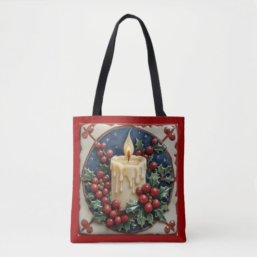Witte kerstkaars tote bag (Voorkant)