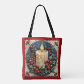 Witte kerstkaars tote bag (Achterkant)