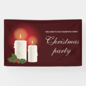 Witte kerstkaarsen op het Rode Kerstfeest Spandoek (Horizontaal)