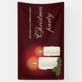 Witte kerstkaarsen op het Rode Kerstfeest Spandoek (Verticaal)