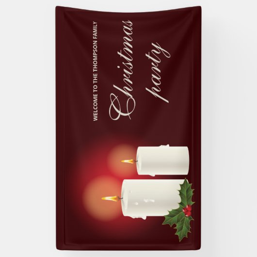 Witte kerstkaarsen op het Rode Kerstfeest Spandoek (Verticaal)