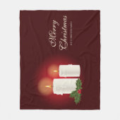 Witte kerstkaarsen op rood met aangepaste tekst fleece deken (Voorkant)