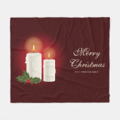 Witte kerstkaarsen op rood met aangepaste tekst fleece deken (Voorkant (Horizontaal))