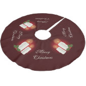 Witte kerstkaarsen op rood met aangepaste tekst kerstboom rok (Gekanteld)