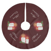 Witte kerstkaarsen op rood met aangepaste tekst kerstboom rok (Voorkant)