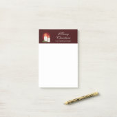 Witte kerstkaarsen op rood met aangepaste tekst post-it® notes (Op bureau)
