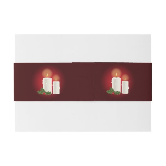 Witte kerstkaarsen op rood met aangepaste tekst uitnodigingen wikkel (Achterkant Voorbeeld)