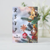 Witte kerstkaart RSVP-kaart RSVP Kaartje (Staand voorkant)