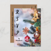 Witte kerstkaart RSVP-kaart RSVP Kaartje (Voorkant / Achterkant)