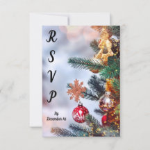 Witte kerstkaart RSVP-kaart