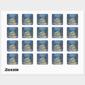 Witte Kerstkapel in Winter Pines Vierkante Sticker (Vel)
