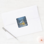 Witte Kerstkapel in Winter Pines Vierkante Sticker (Envelop)