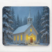 Witte Kerstkapel in Winterdennen Muismat (Voorkant)