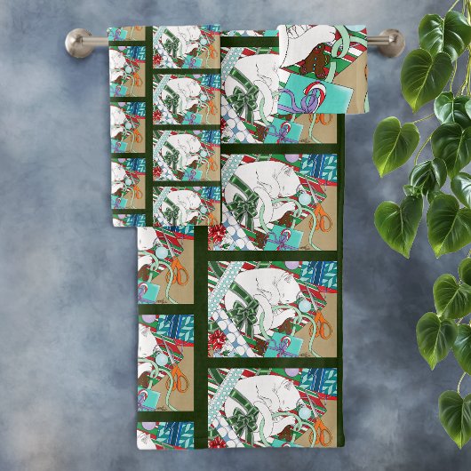 Witte Kerstkat Bad Handdoek