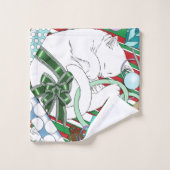 Witte Kerstkat Bad Handdoek (Wasdoekje)