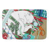 Witte Kerstkat Badmat (Voorkant)