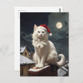 witte kerstkat briefkaart (Voorkant / Achterkant)