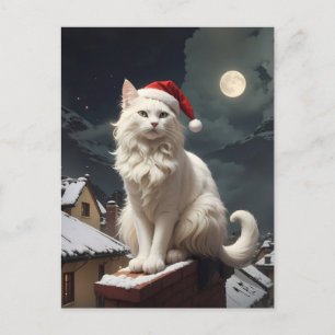 witte kerstkat briefkaart