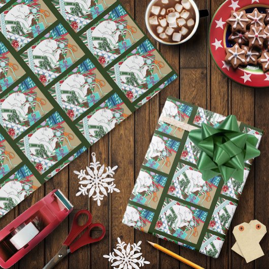 Witte Kerstkat Cadeaupapier