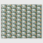 Witte Kerstkat Cadeaupapier (Vlak)