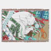 Witte Kerstkat Deken (Voorkant)