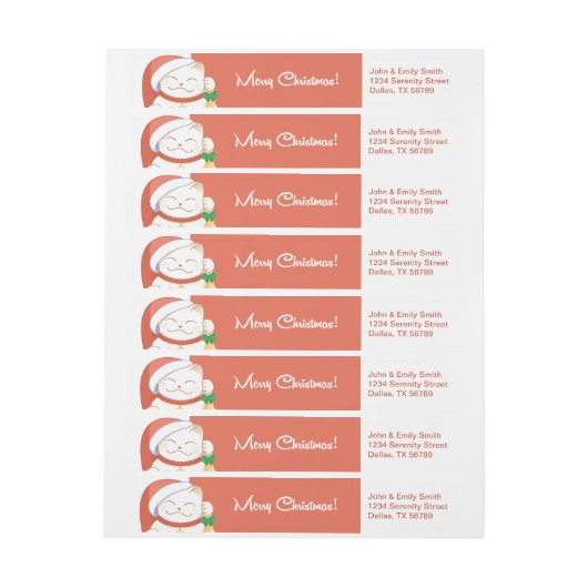 Witte kerstkat in een rood Pet (Vel)