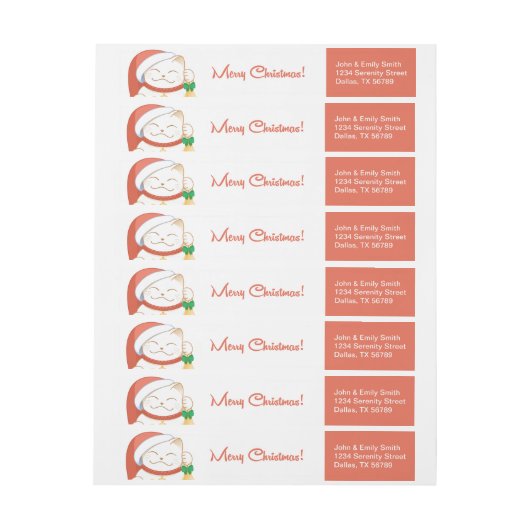 Witte kerstkat in een rood Pet (Vel)