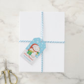 Witte kerstkat in een rood Pet Cadeaulabel (Met Touw)