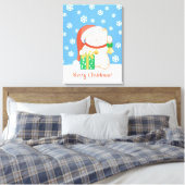 Witte kerstkat in een rood Pet Canvas Afdruk (Insitu (Slaapkamer))