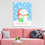 Witte kerstkat in een rood Pet Canvas Afdruk (Insitu (Woonkamer))
